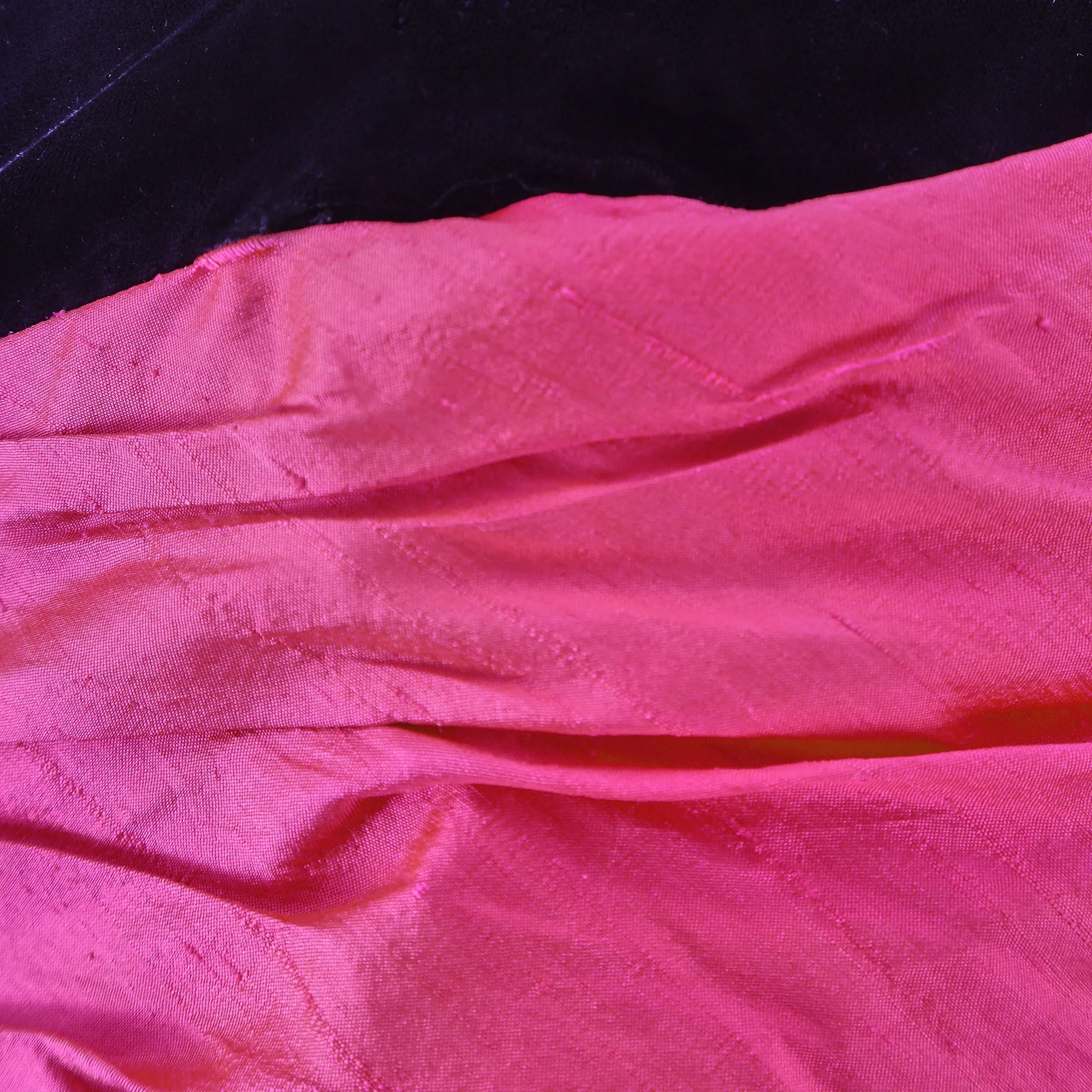 1980s Hidy Misawa Black Velvet and Hot Pink Silk Dress