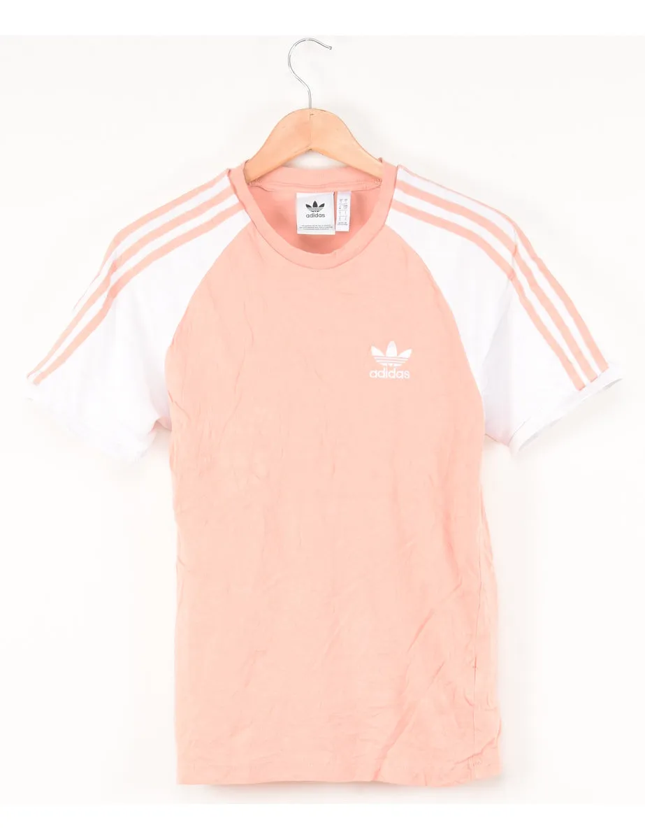 Adidas Plain Peach & White T-shirt - S