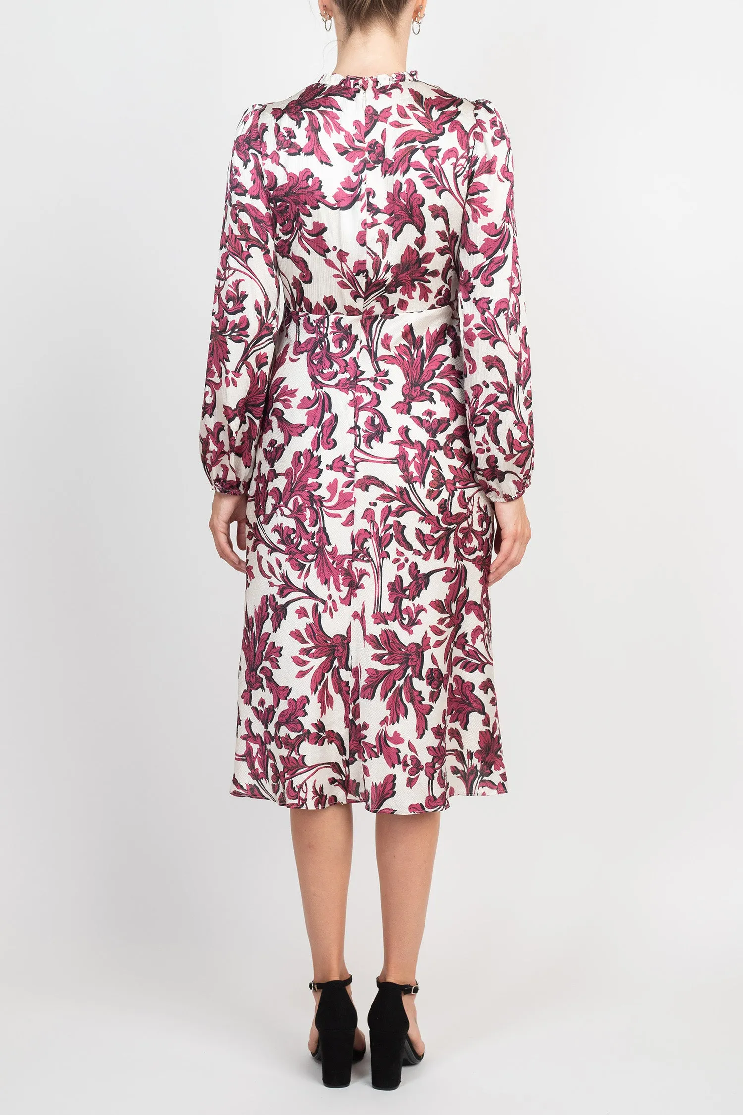 Adrianna Papell Long Sleeve Midi Satin Dress