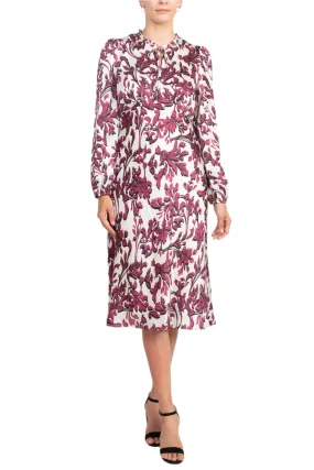 Adrianna Papell Long Sleeve Midi Satin Dress