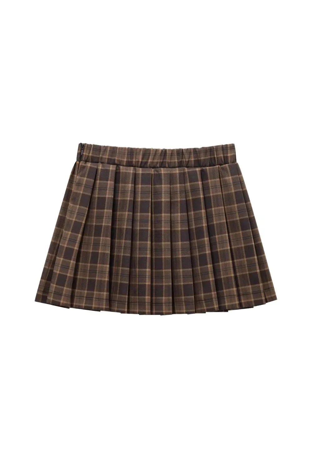 'Alaina' Elegant Plaid Flared Mini Skirt