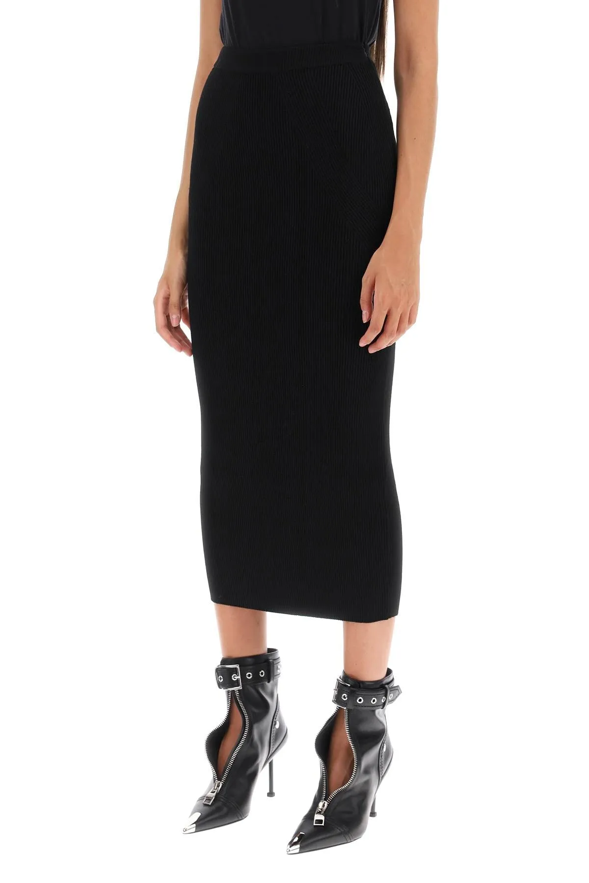 Alexander Mcqueen Ribbed-Knit Pencil Skirt