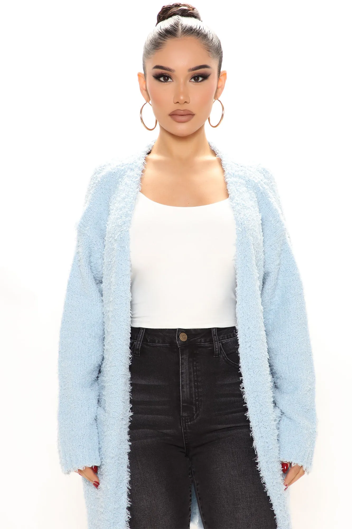 Always On My Mind Fuzzy Cardigan - Blue