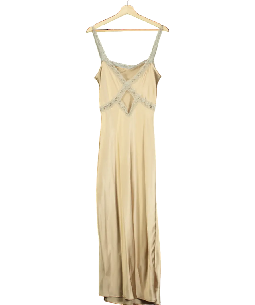 Anthropologie Beige Lace-trimmed Reversible Slip Dress UK S