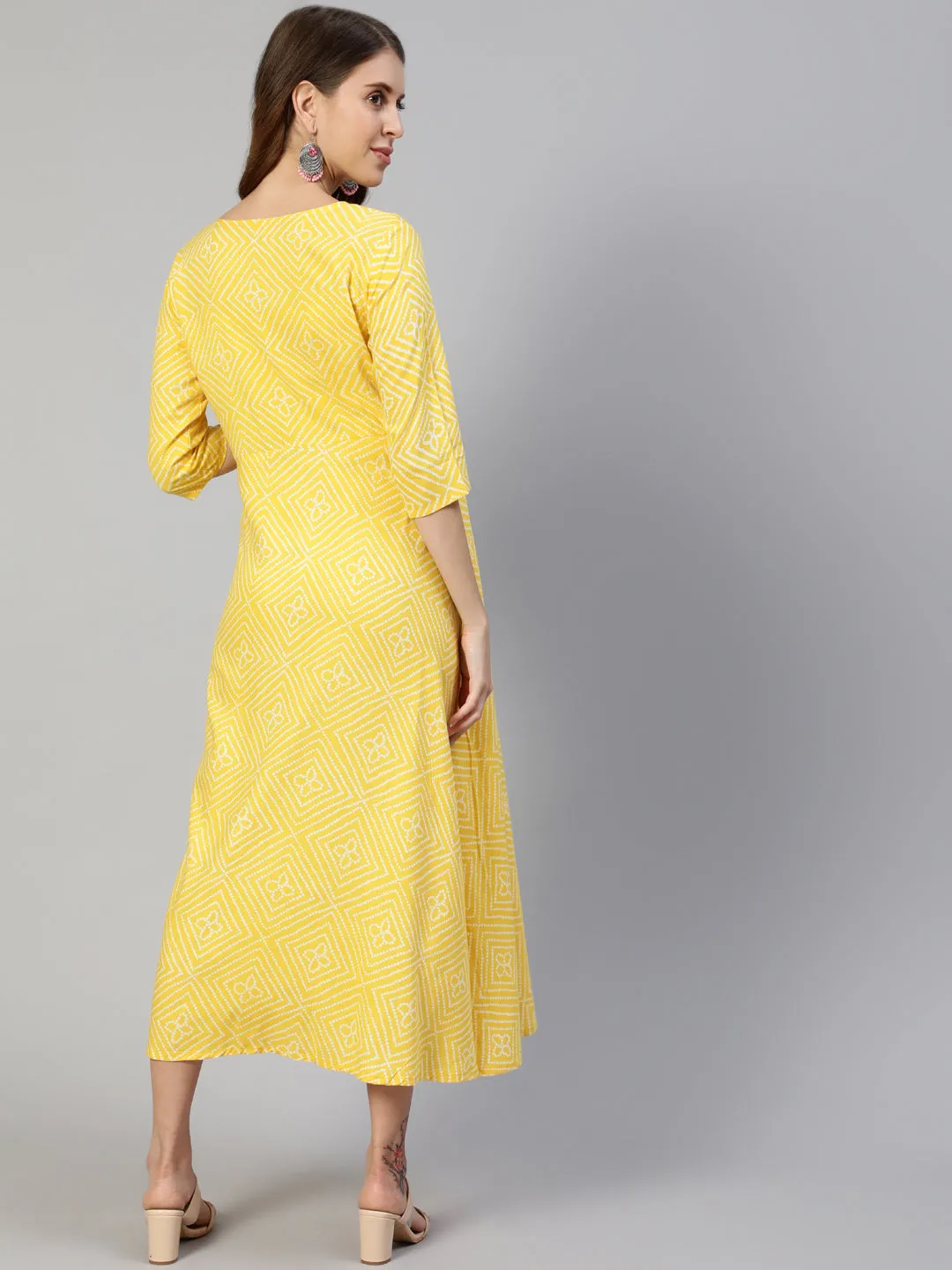 Anubhutee Yellow Ethnic Motifs Maternity A-Line Midi Dress