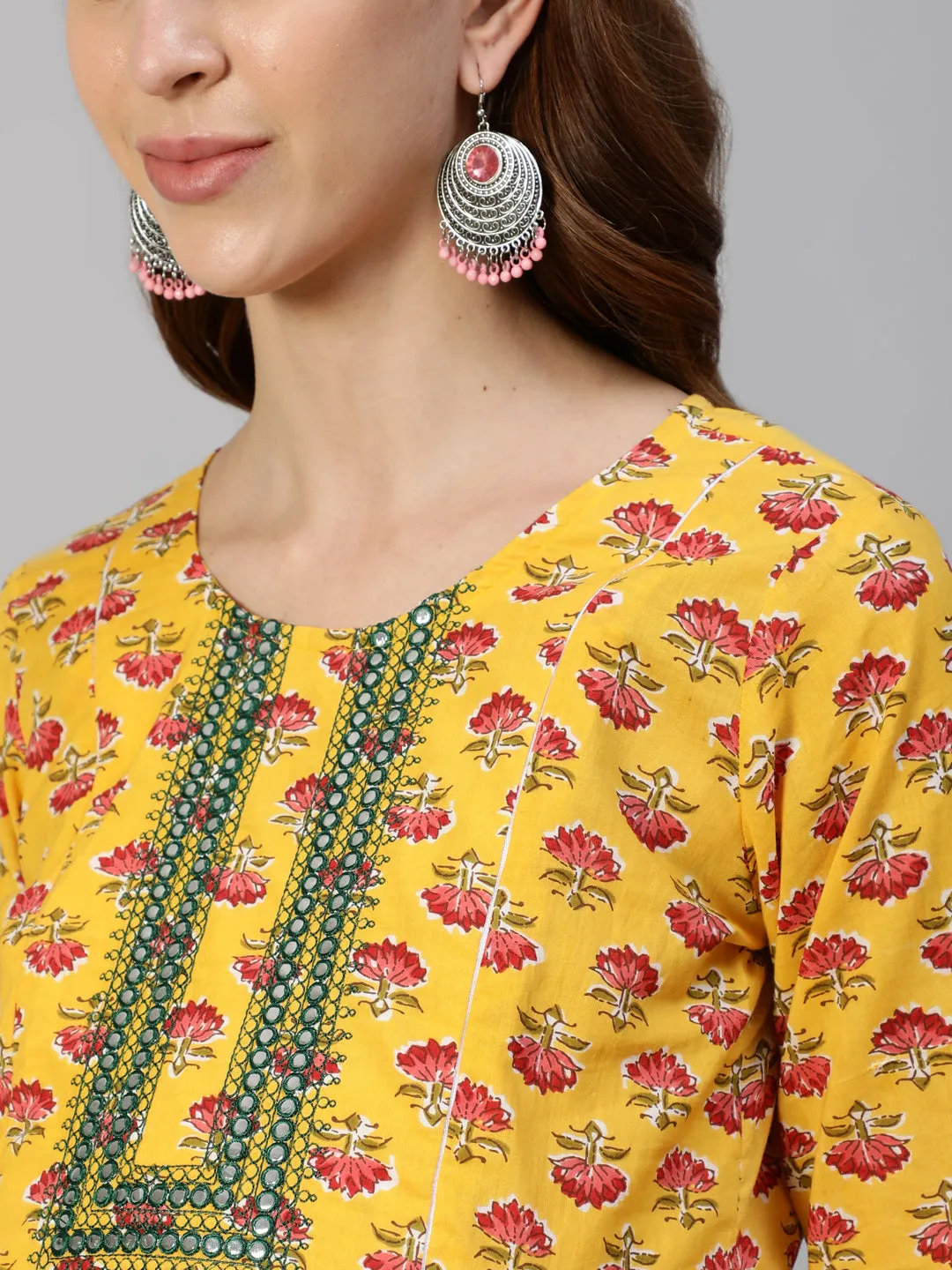 Anubhutee Yellow Floral Printed Maternity A-Line Midi Dress