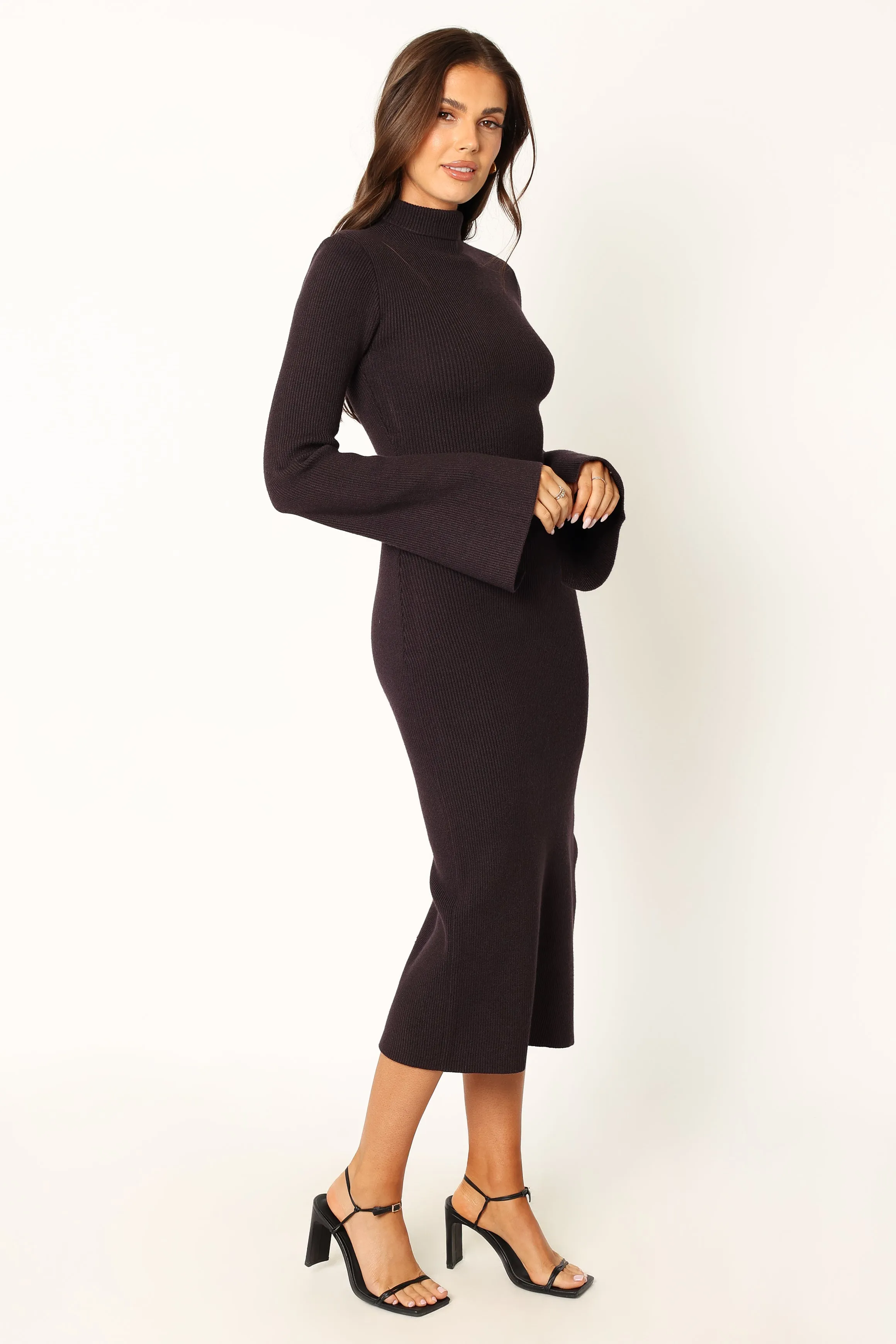 Astor Long Sleeve Midi Dress - Plum