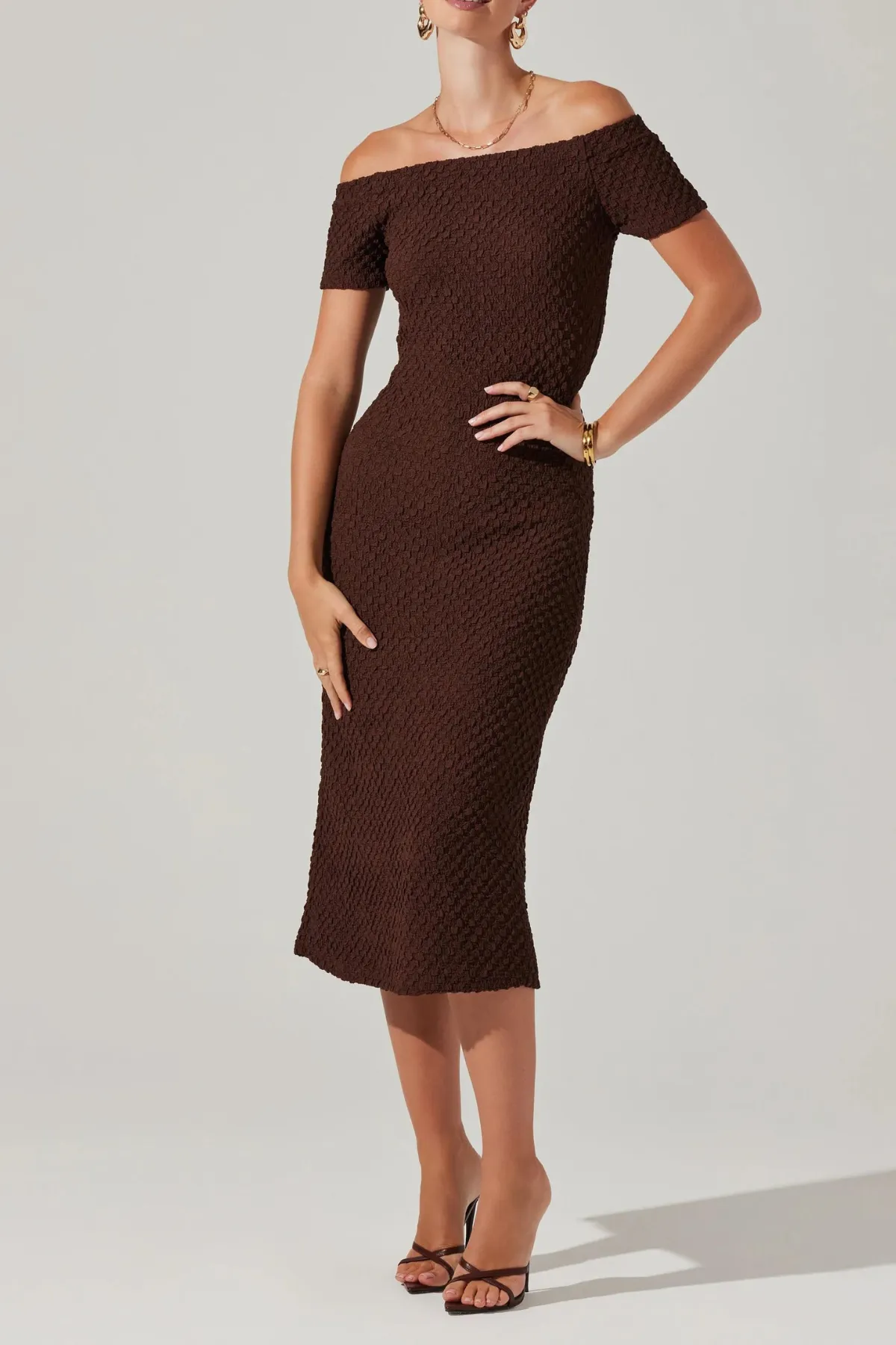 ASTR THE LABEL - PROMISE OFF THE SHOULDER MIDI DRESS