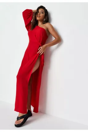 Asymmetric One Shoulder Midi Dress