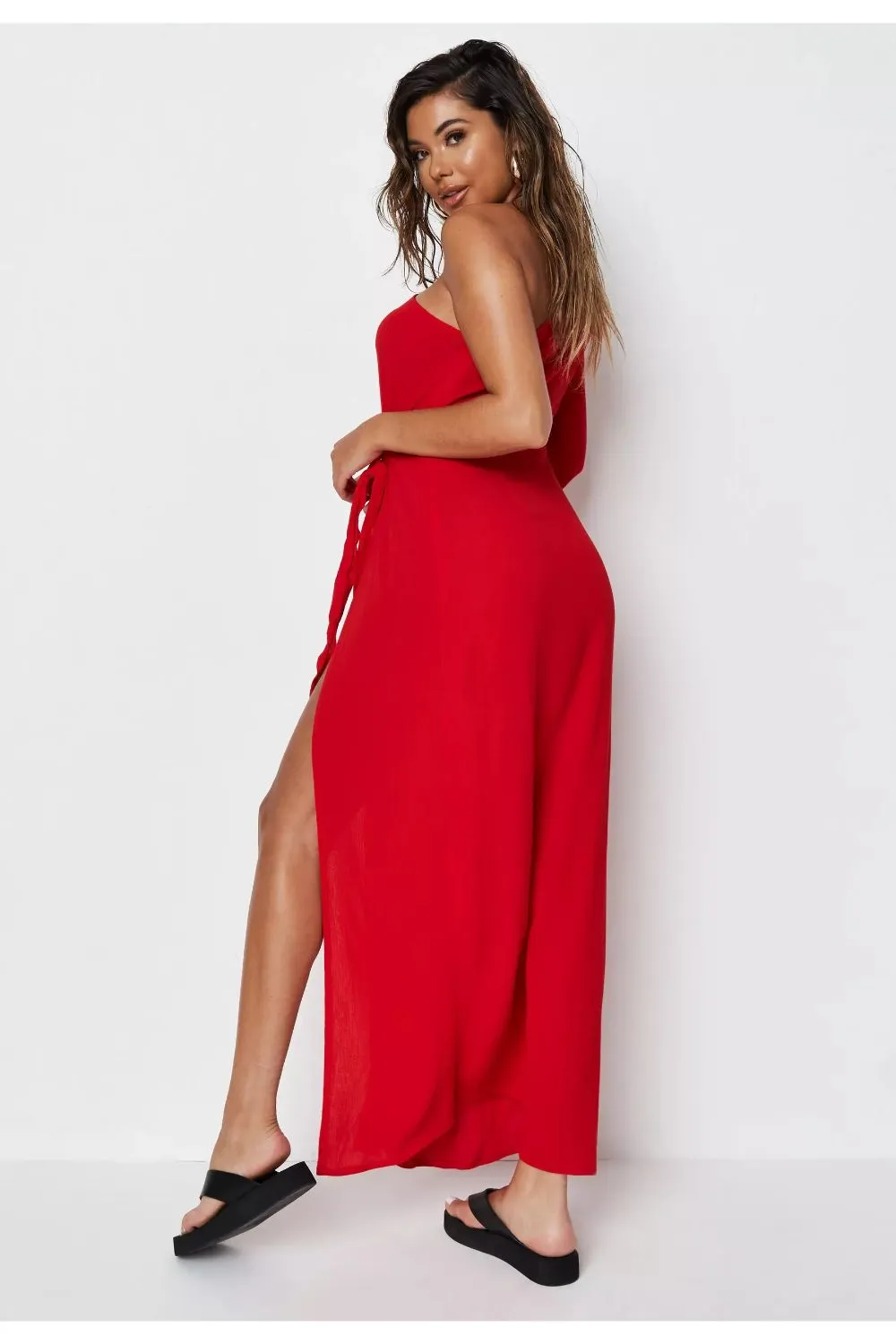 Asymmetric One Shoulder Midi Dress