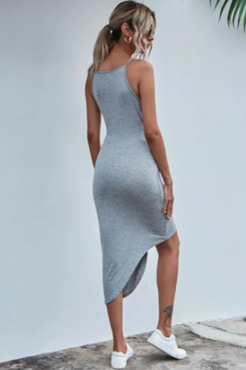 Asymmetrical Hem Cami Dress Grey