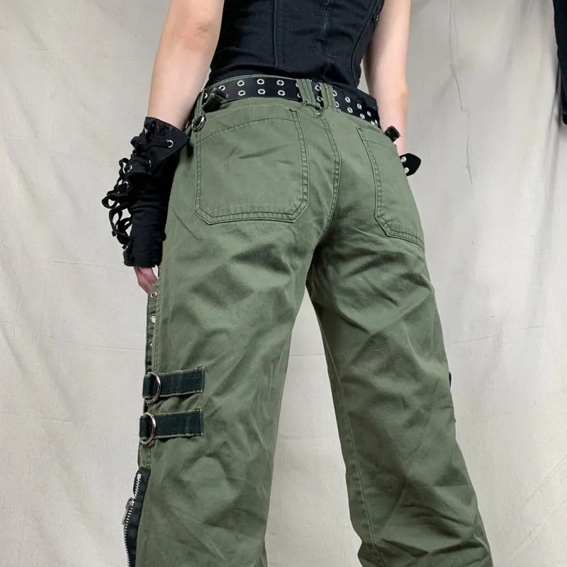 Bandage Low Waist Cargo Pants Gothic