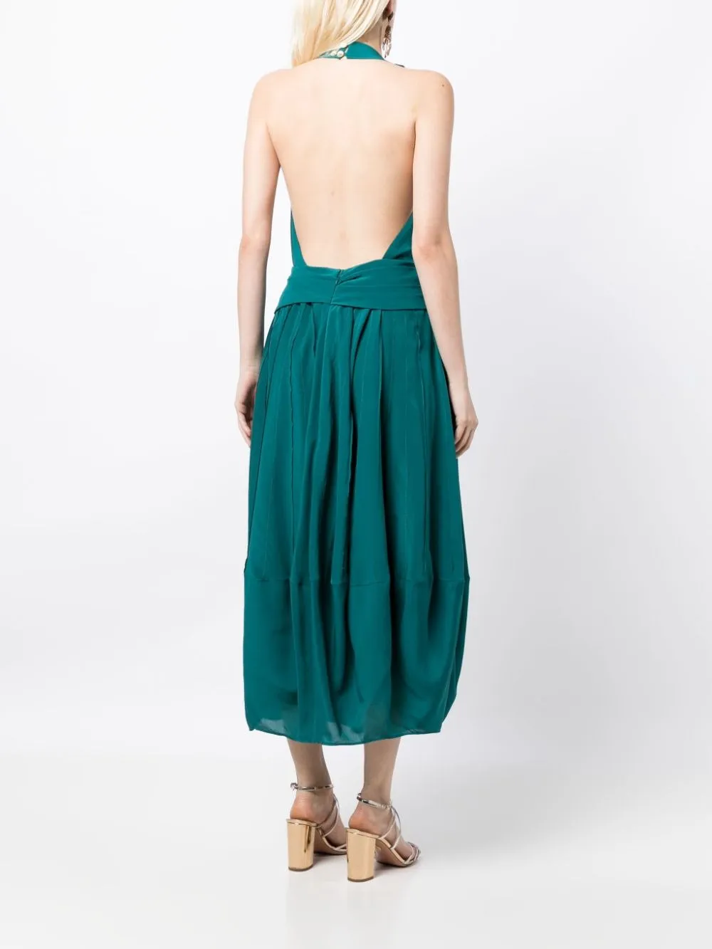 BARBOSA HALTERNECK SILK MIDI DRESS