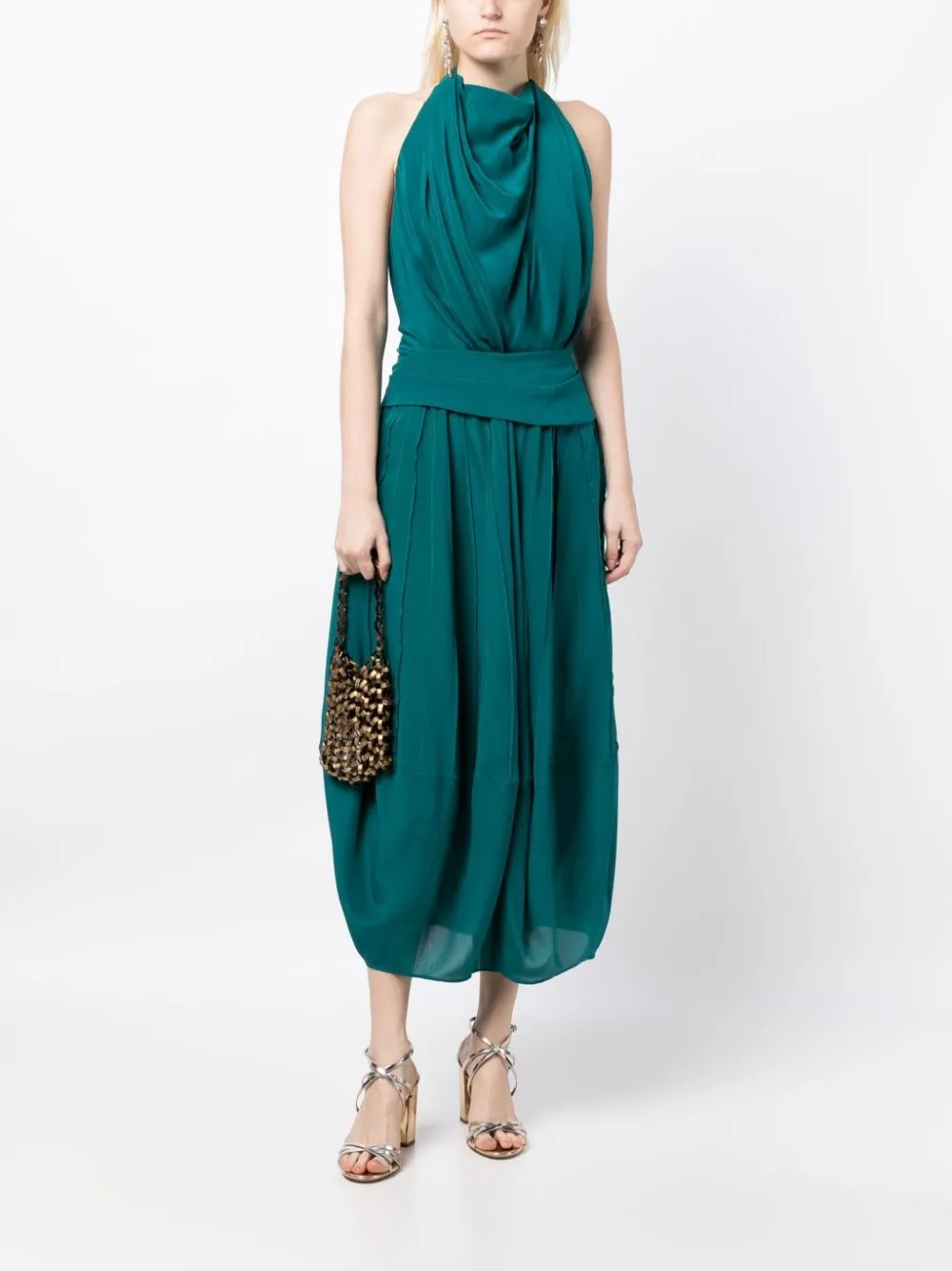 BARBOSA HALTERNECK SILK MIDI DRESS