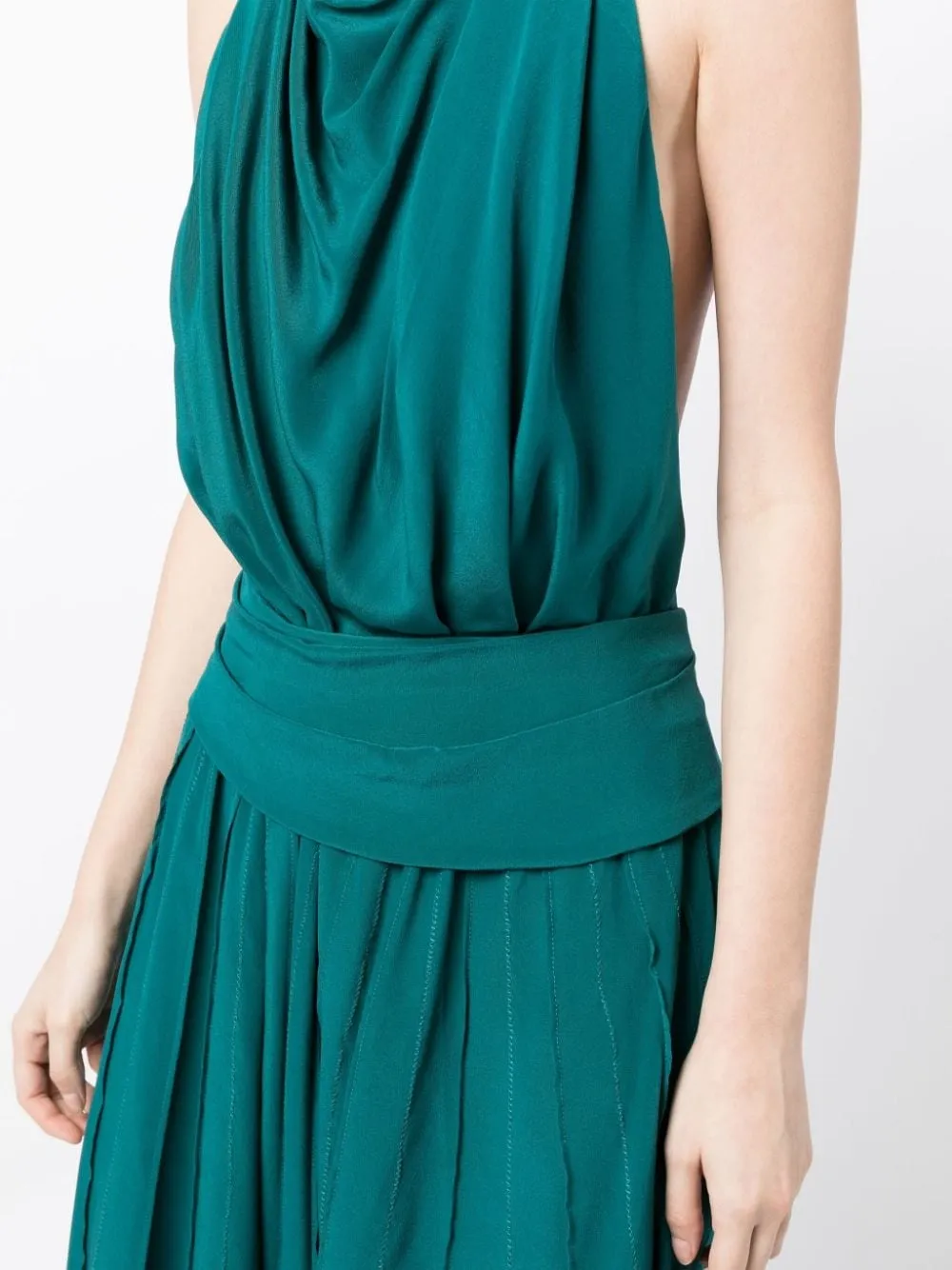 BARBOSA HALTERNECK SILK MIDI DRESS