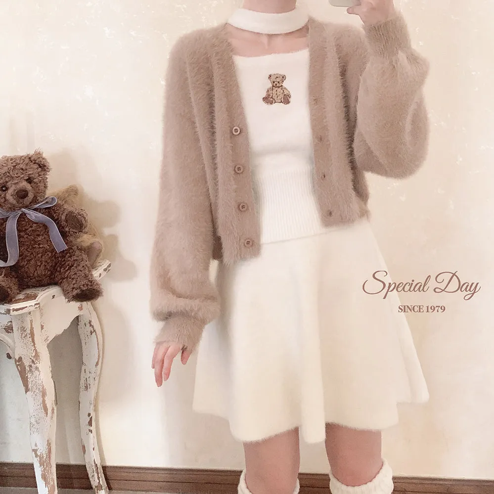 [Basic] Teddy bear faux fur sweater top