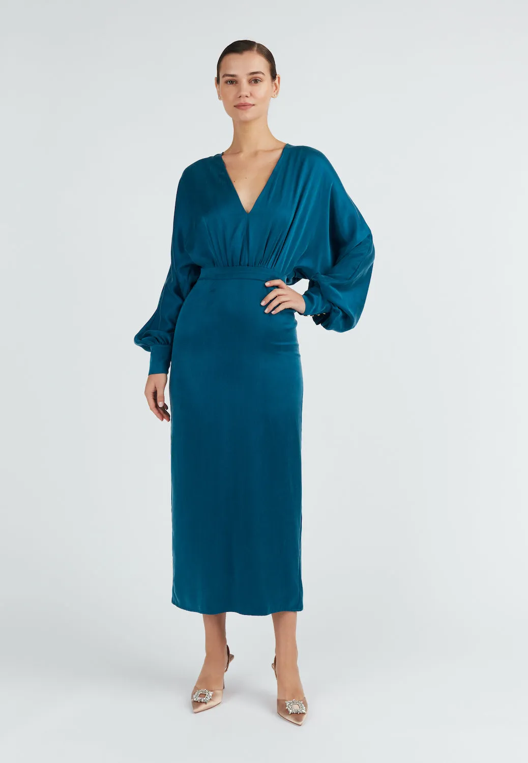 BECA teal blue midi dress