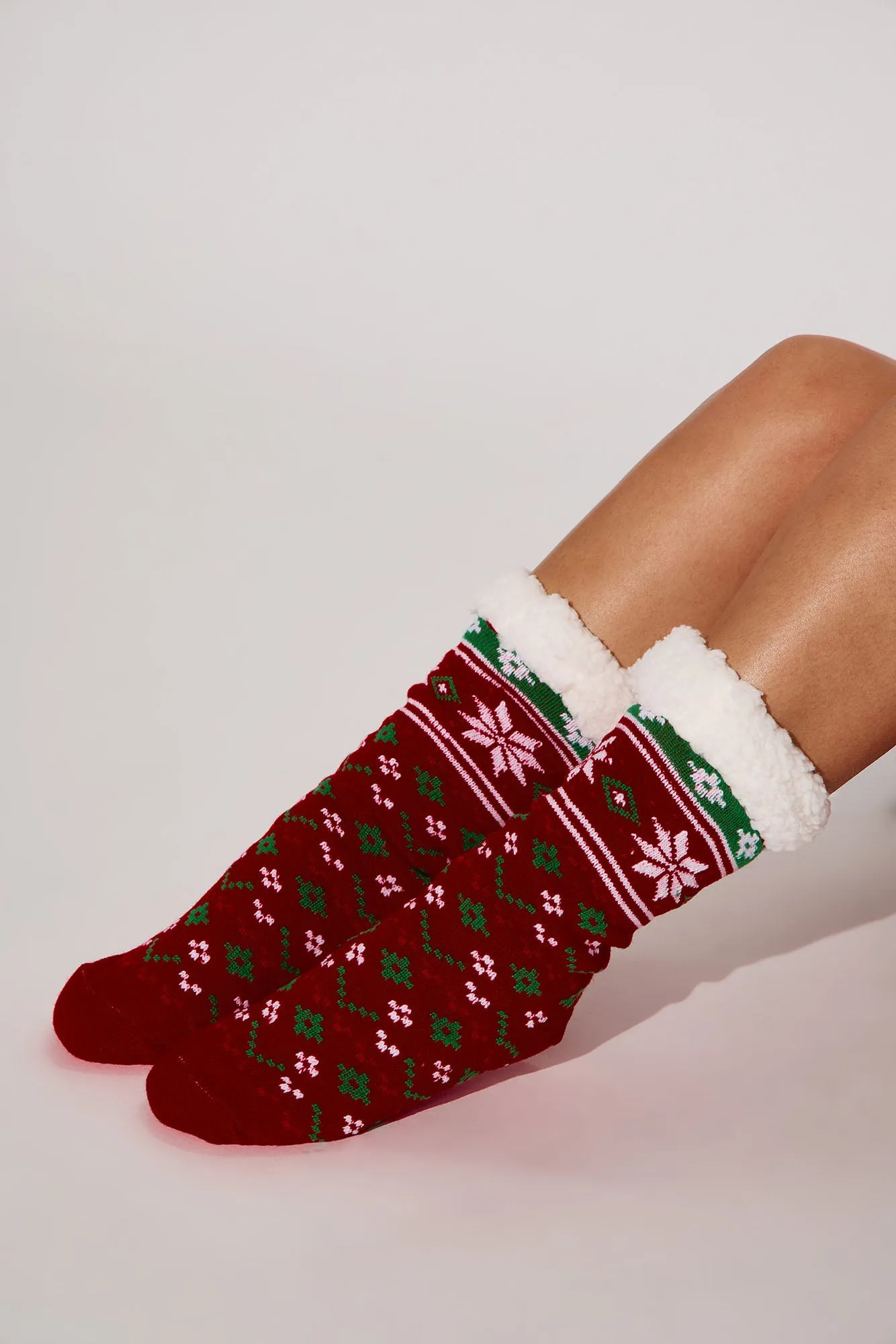 Best Time Of The Year Cozy Socks - Red/combo