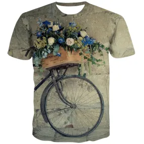 Bicycle T-shirt Men Metal Shirt Print City Tshirt Anime Psychedelic Tshirts Casual