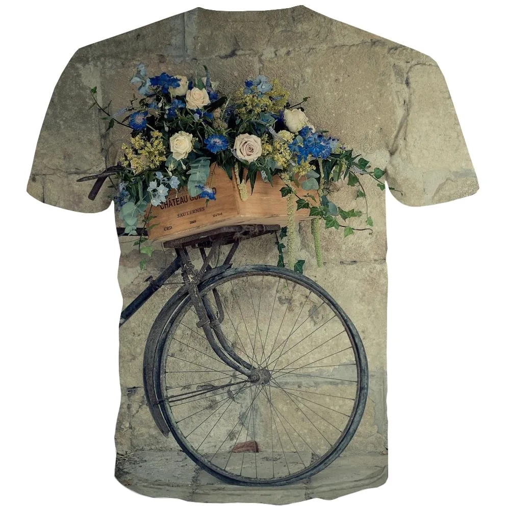 Bicycle T-shirt Men Metal Shirt Print City Tshirt Anime Psychedelic Tshirts Casual