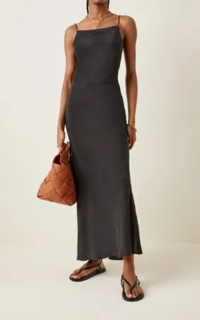 Black Lowry Georgette Midi Dress