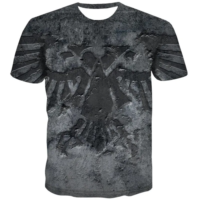 Black metallic texture tshirt 3D tshirt special texture men Casual different art costume