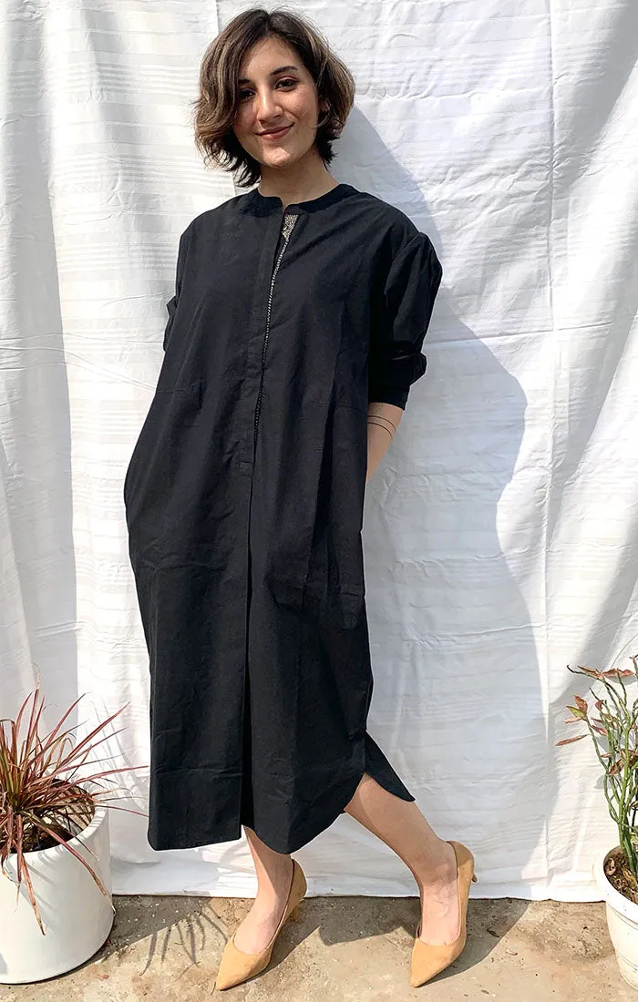 Black Organic Cotton Shift Dress