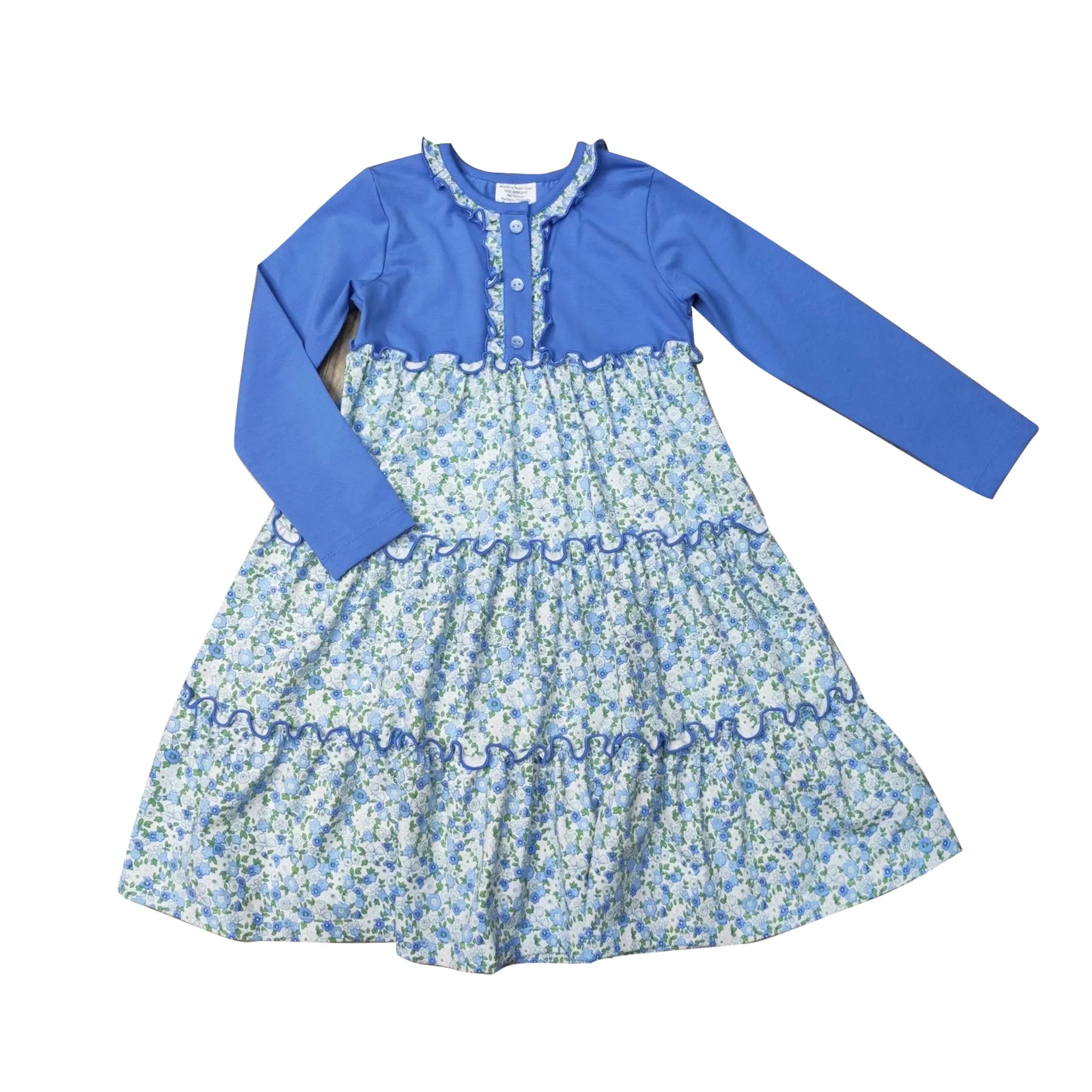 Blue Flower Tiered Dress