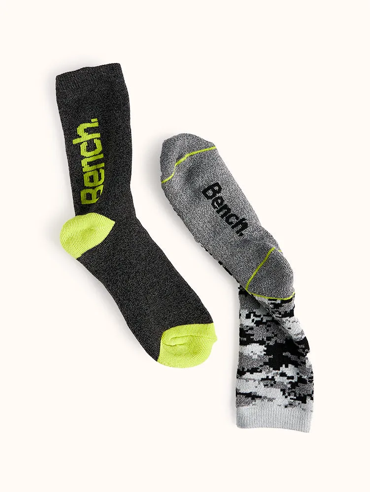 Boys' Full Cushion Crew Boot Socks (2 Pairs) - Grey