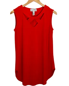 Bright Spring Lip Red Cross Neckline Tunic