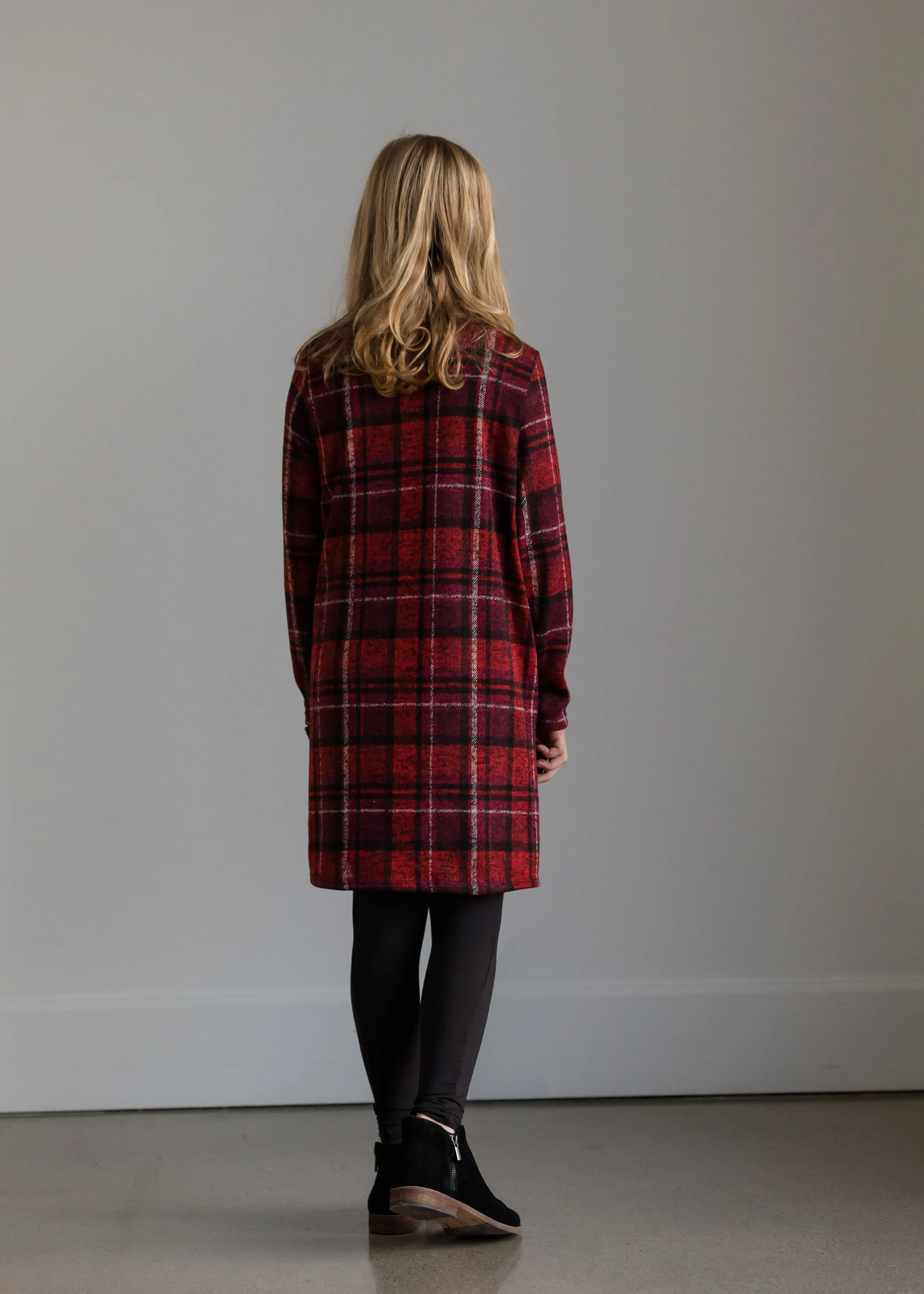 Burgandy Tartan Printed Midi Dress - FINAL SALE