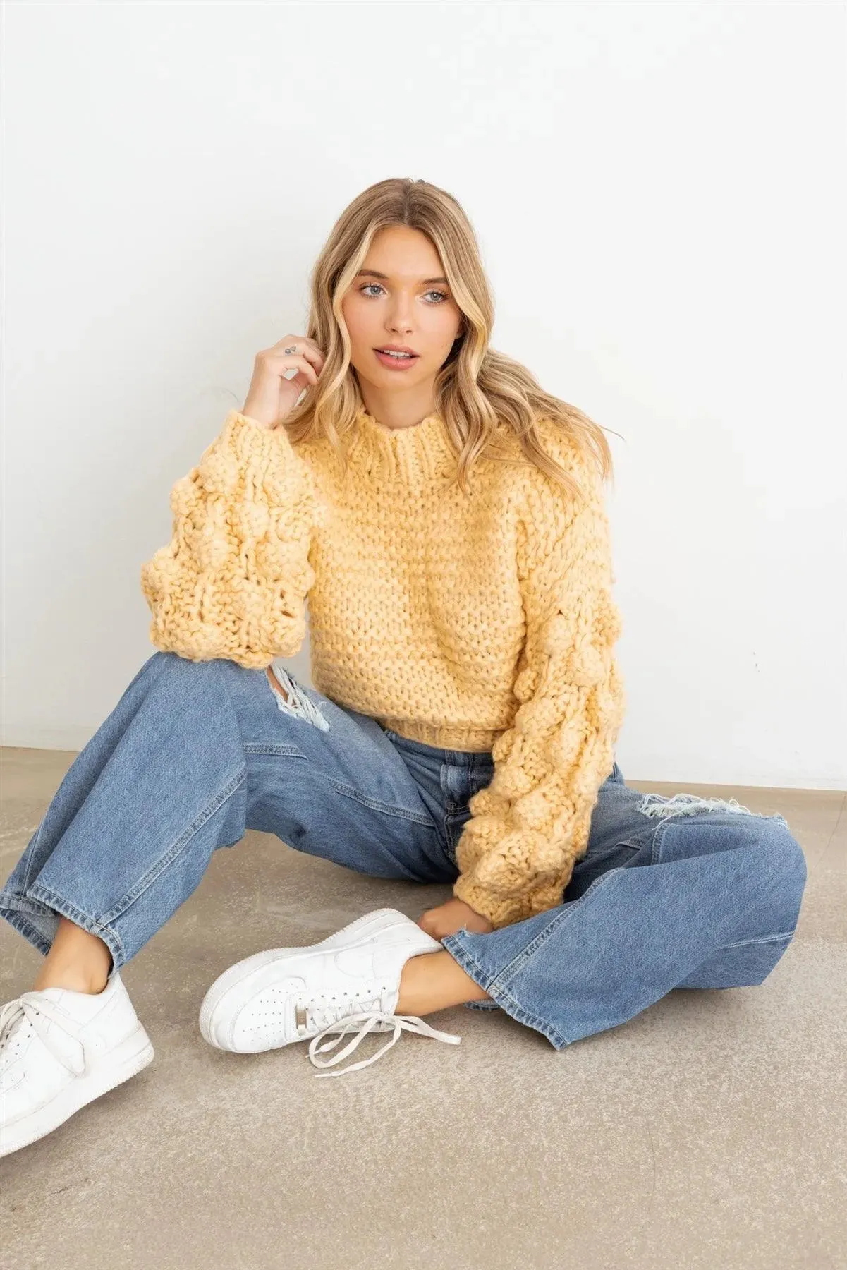 Butter Knit Mock Neck Long Sleeve Sweater /2-2-2