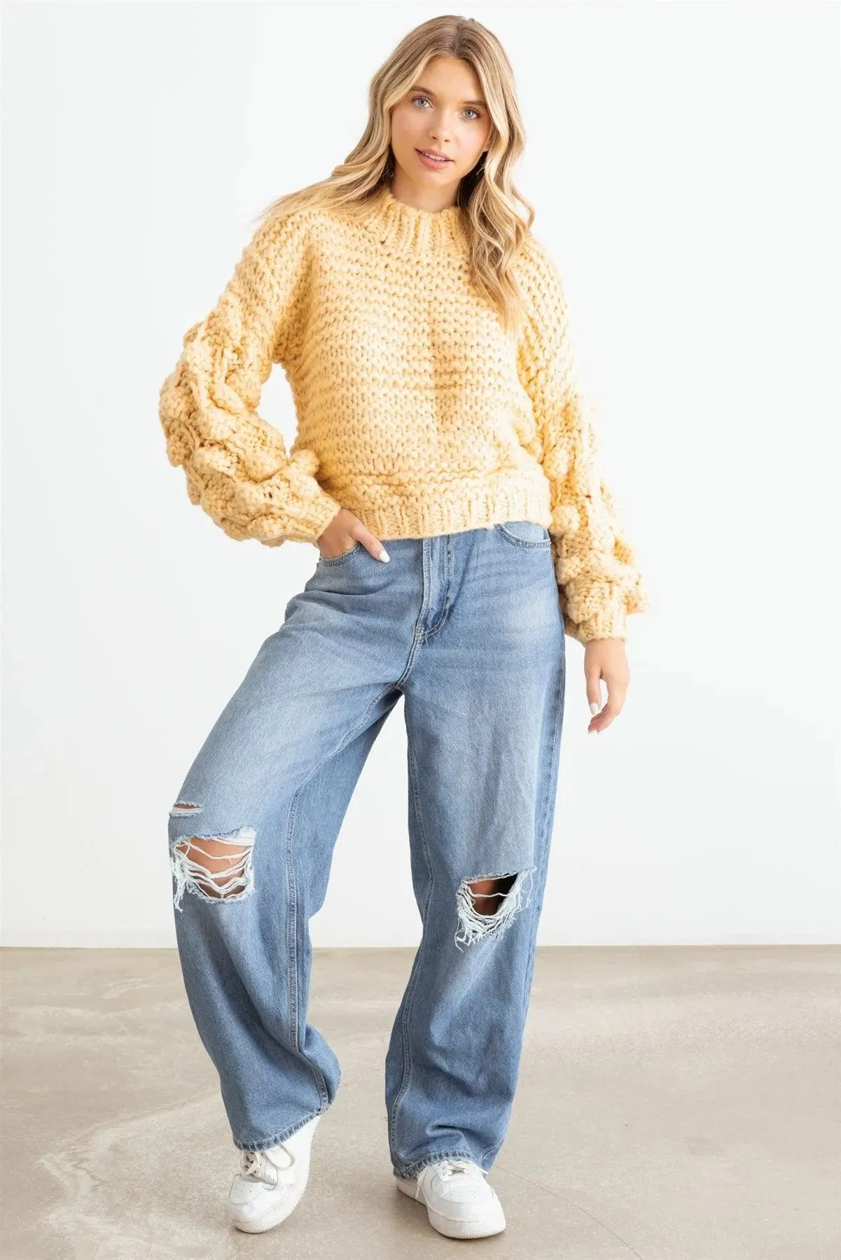 Butter Knit Mock Neck Long Sleeve Sweater /2-2-2