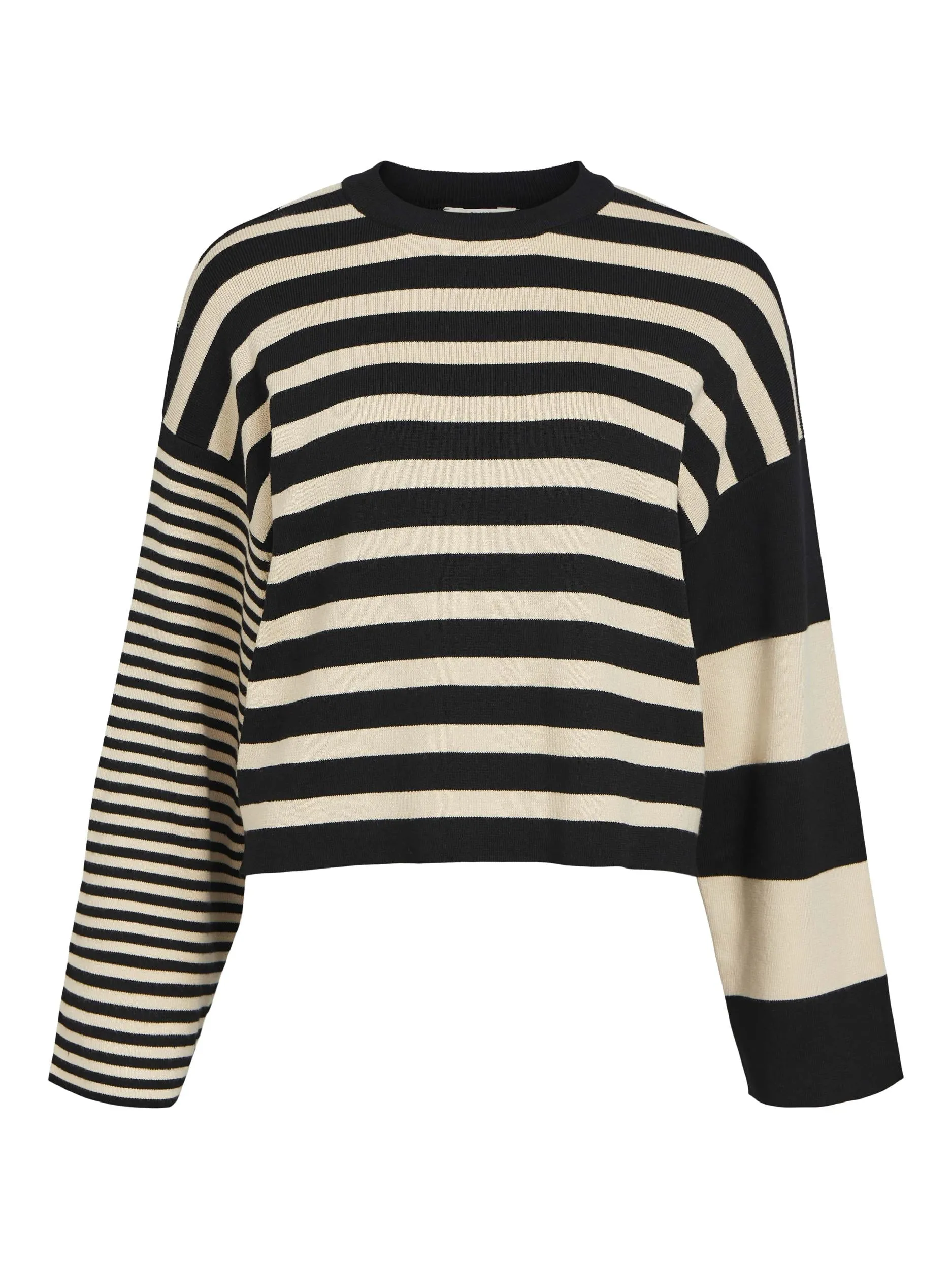 CARMIN L/S KNIT PULLOVER (BLACK/SANDSHELL)