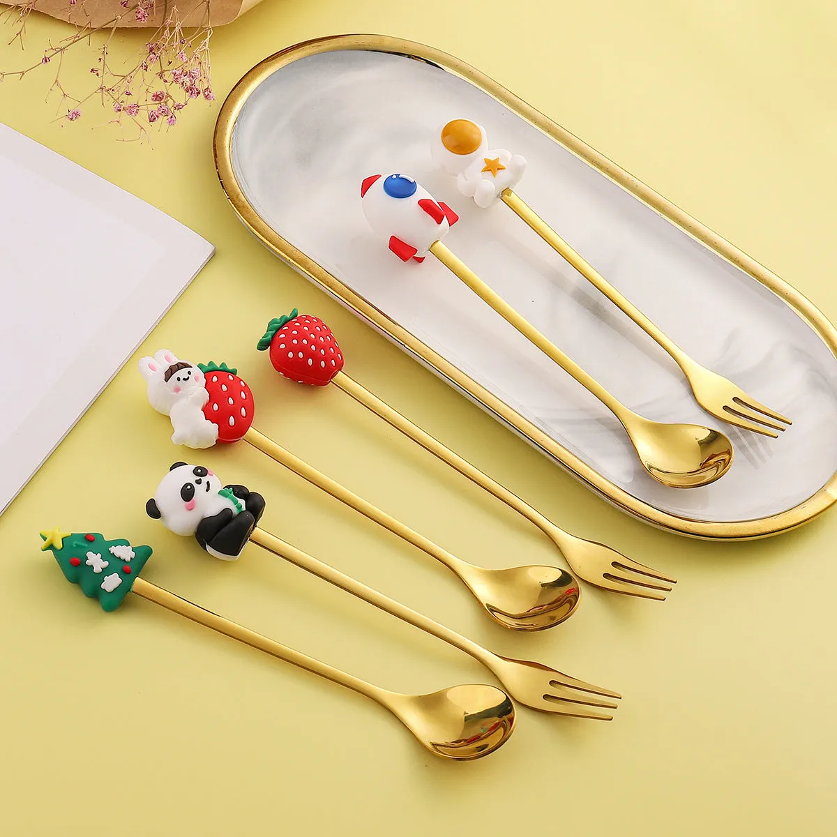 Cartoon Tableware Cat's Paw Spoon Cute Dessert Spoon Stainless Steel Spoon Doll Dessert Fruit Fork