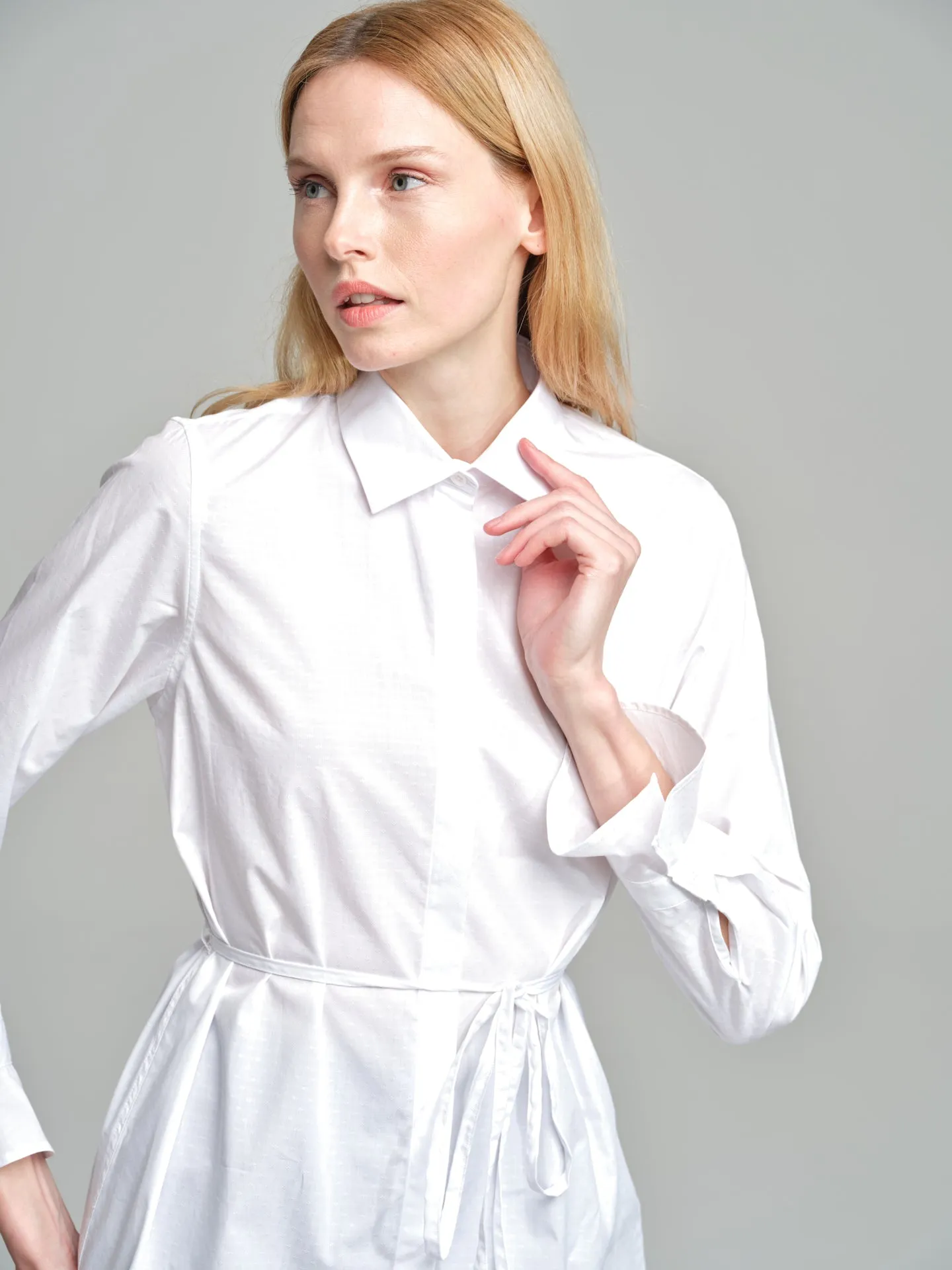 Casual tubular belt tunic shirt