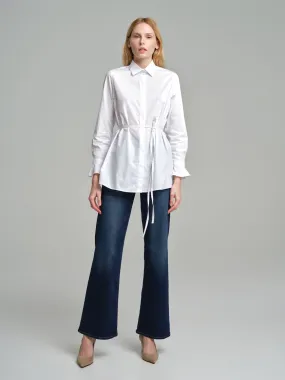 Casual tubular belt tunic shirt