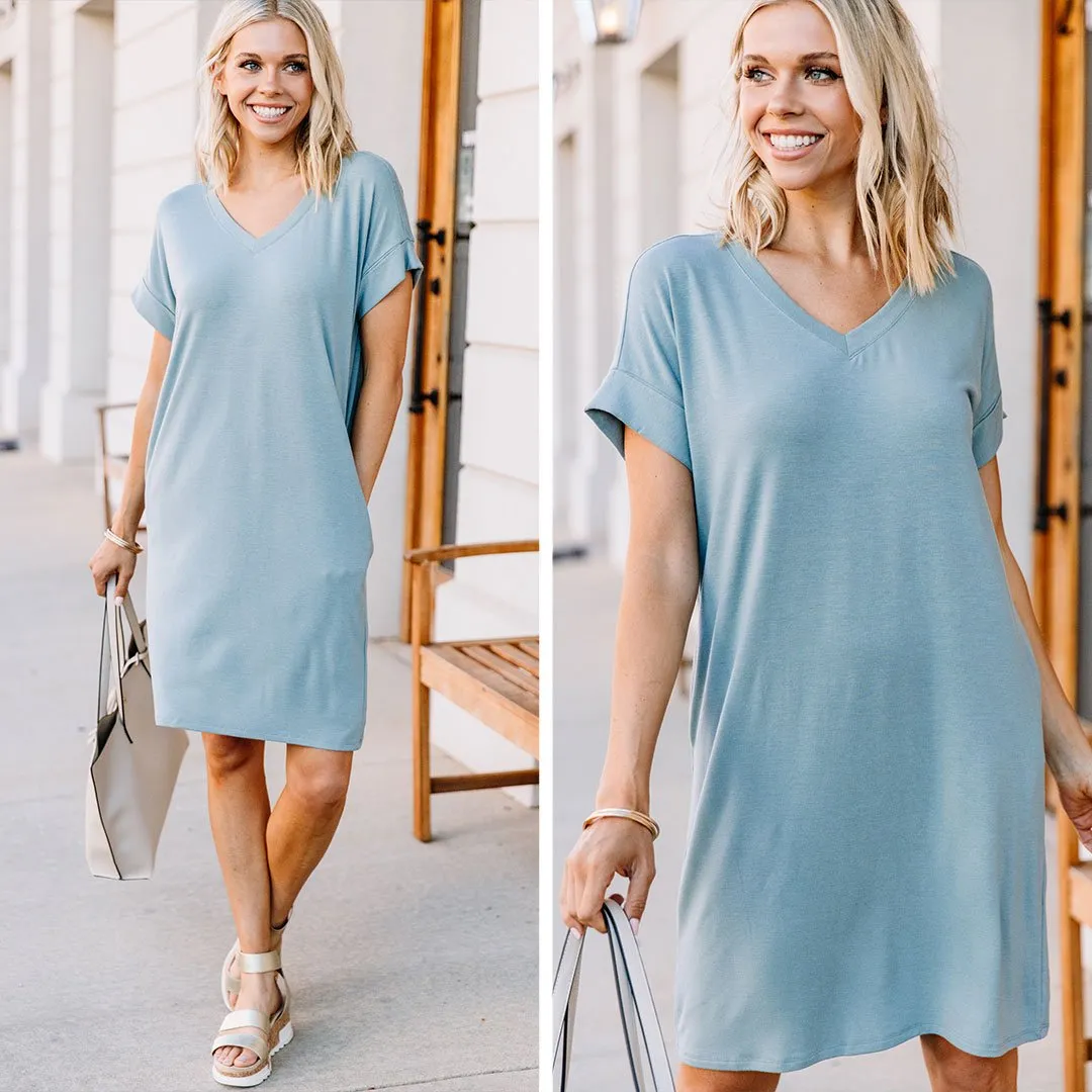 Catch My Drift Light Sage Green T-shirt Dress