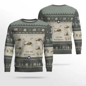 CH-118 Iroquois CH118 Aircraft Ugly Sweater, Ugly Sweater Christmas Shirt for Men Dad Veteran