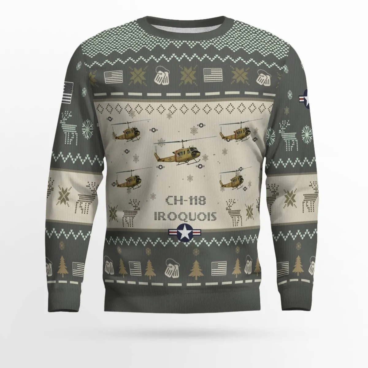 CH-118 Iroquois CH118 Aircraft Ugly Sweater, Ugly Sweater Christmas Shirt for Men Dad Veteran