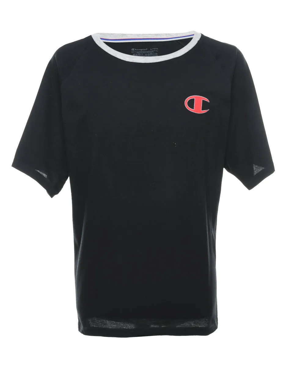 Champion Black & Red Contrast Plain T-shirt - XL