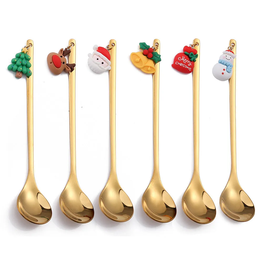 Christmas Gift Creative Ins Stirring Spoon Santa Claus Spoon Elk Fruit Fork