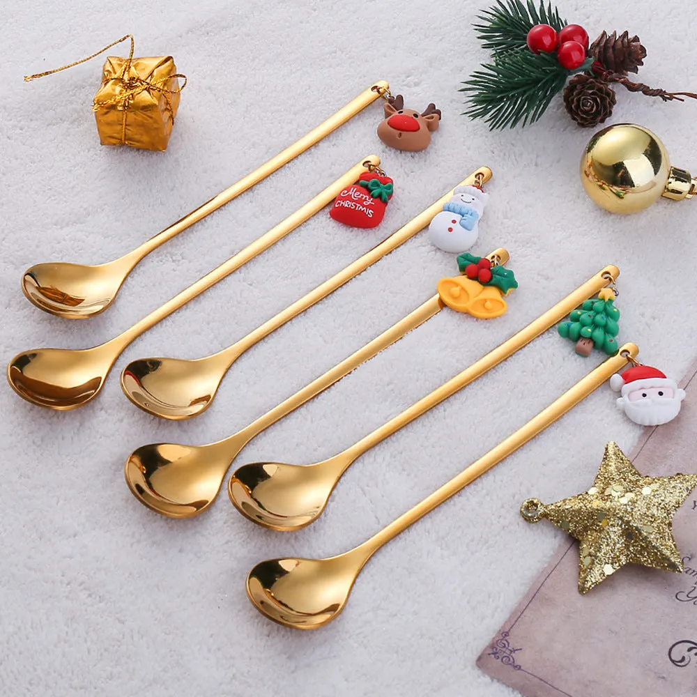 Christmas Gift Creative Ins Stirring Spoon Santa Claus Spoon Elk Fruit Fork