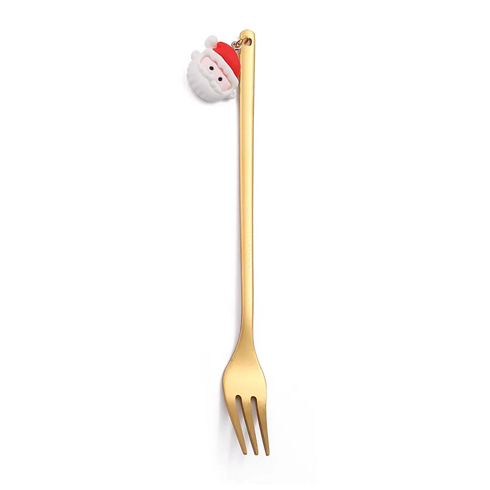 Christmas Gift Creative Ins Stirring Spoon Santa Claus Spoon Elk Fruit Fork