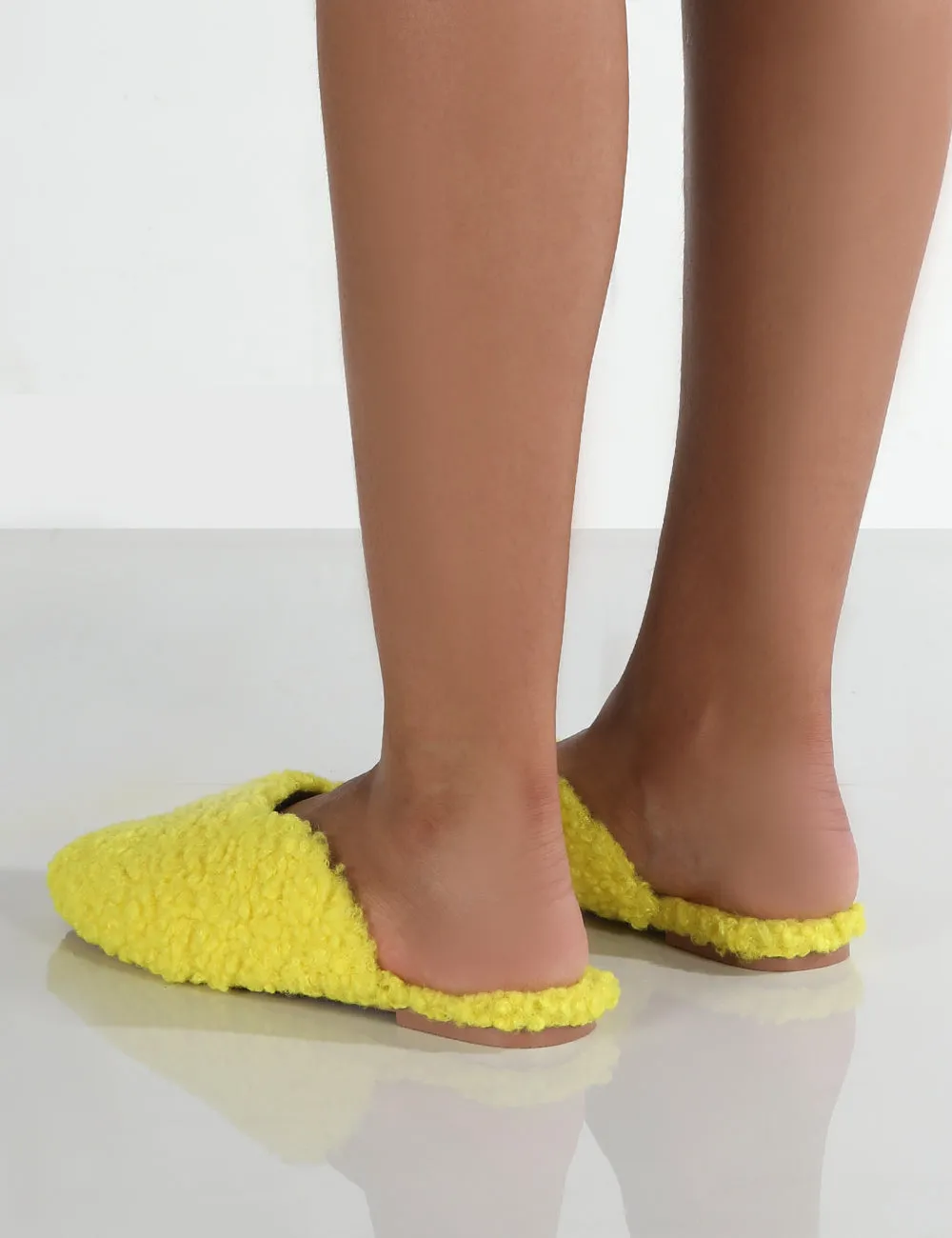 Ciao Neon Yellow Teddy Slip On Slippers