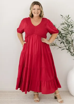 Colette Midi Dress in Red