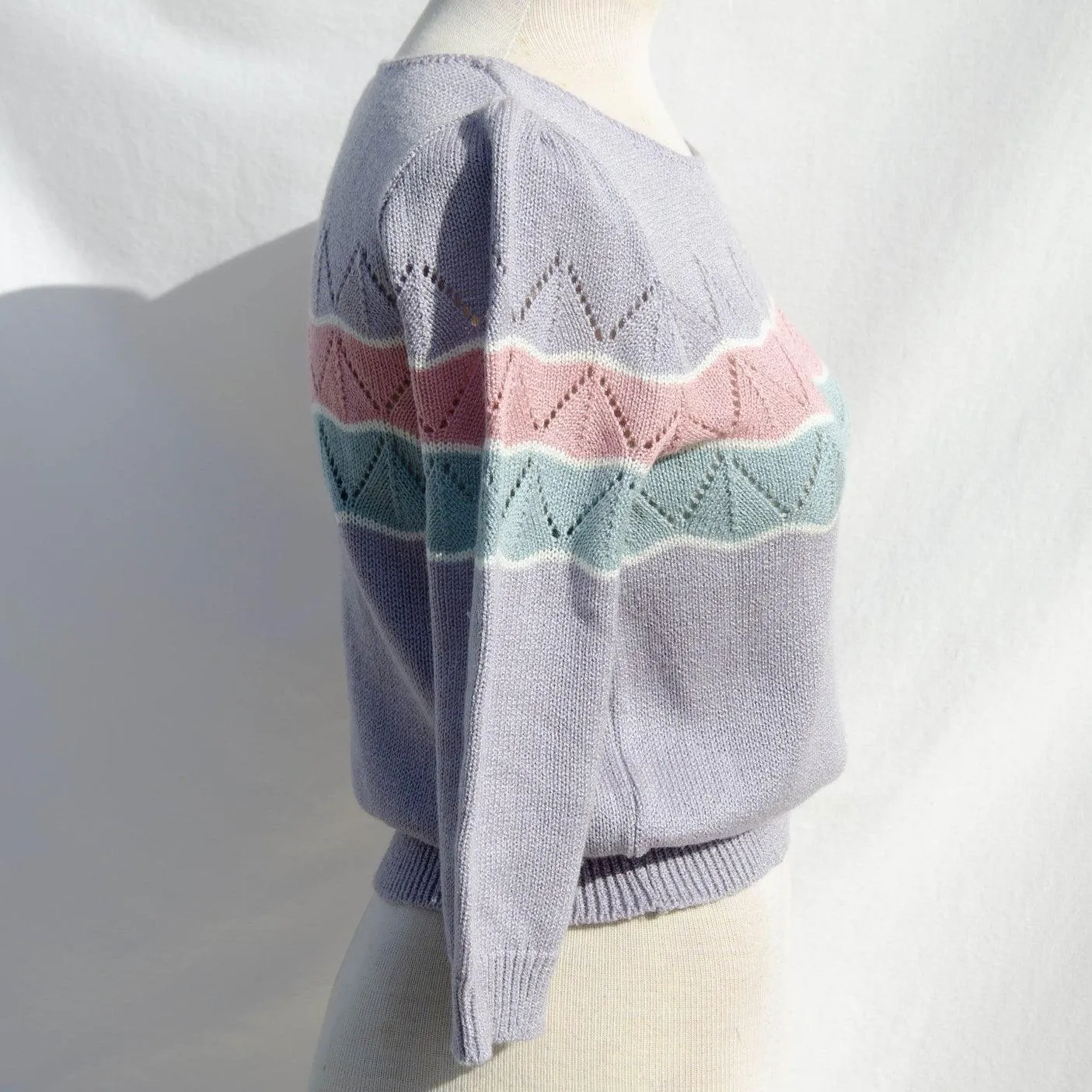 COLLEGE TOWN Vintage 80's Pastel Striped Sweater | Size S-M