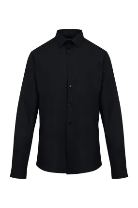 Comfort Fit Long Sleeve Cotton Blend Black Dress Shirt