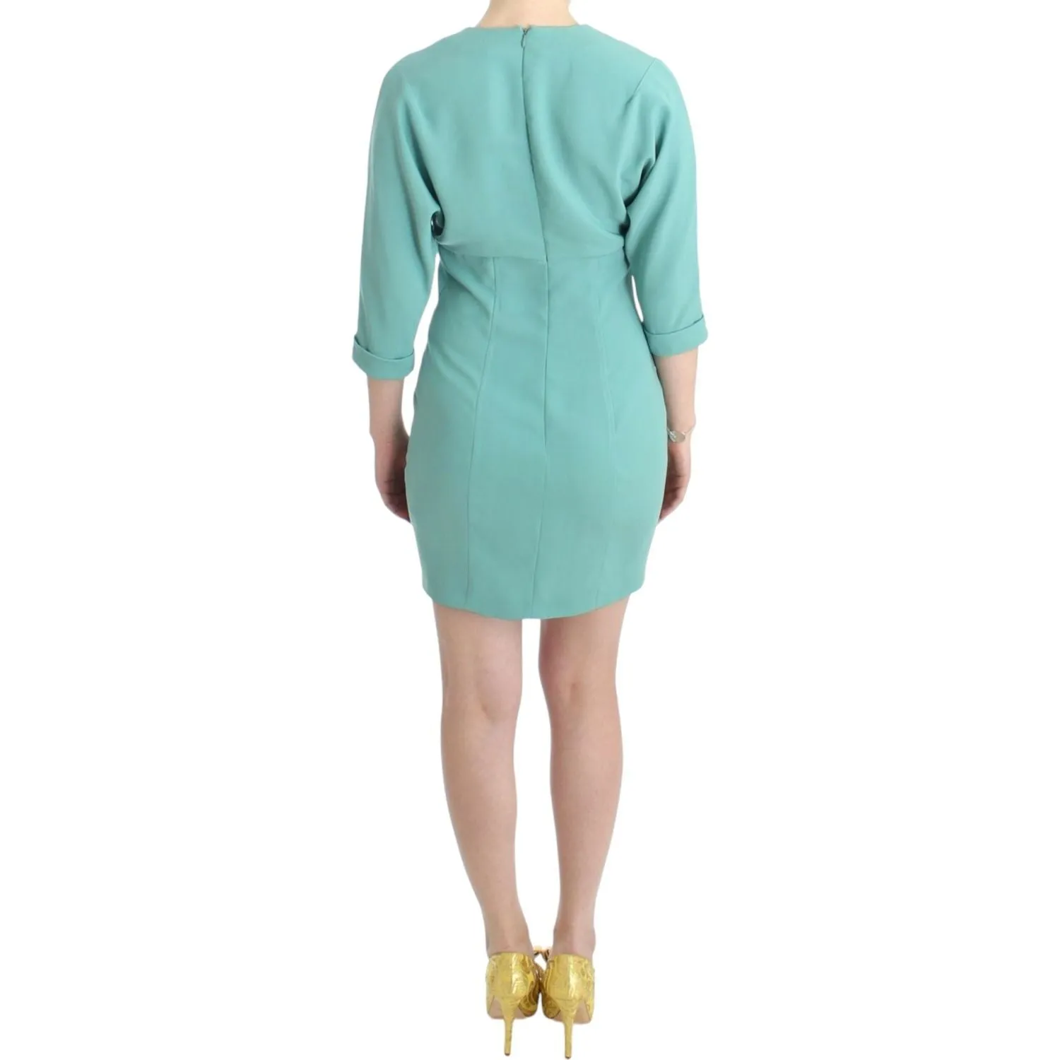 Costume National Elegant Green V-Neck Midi Dress