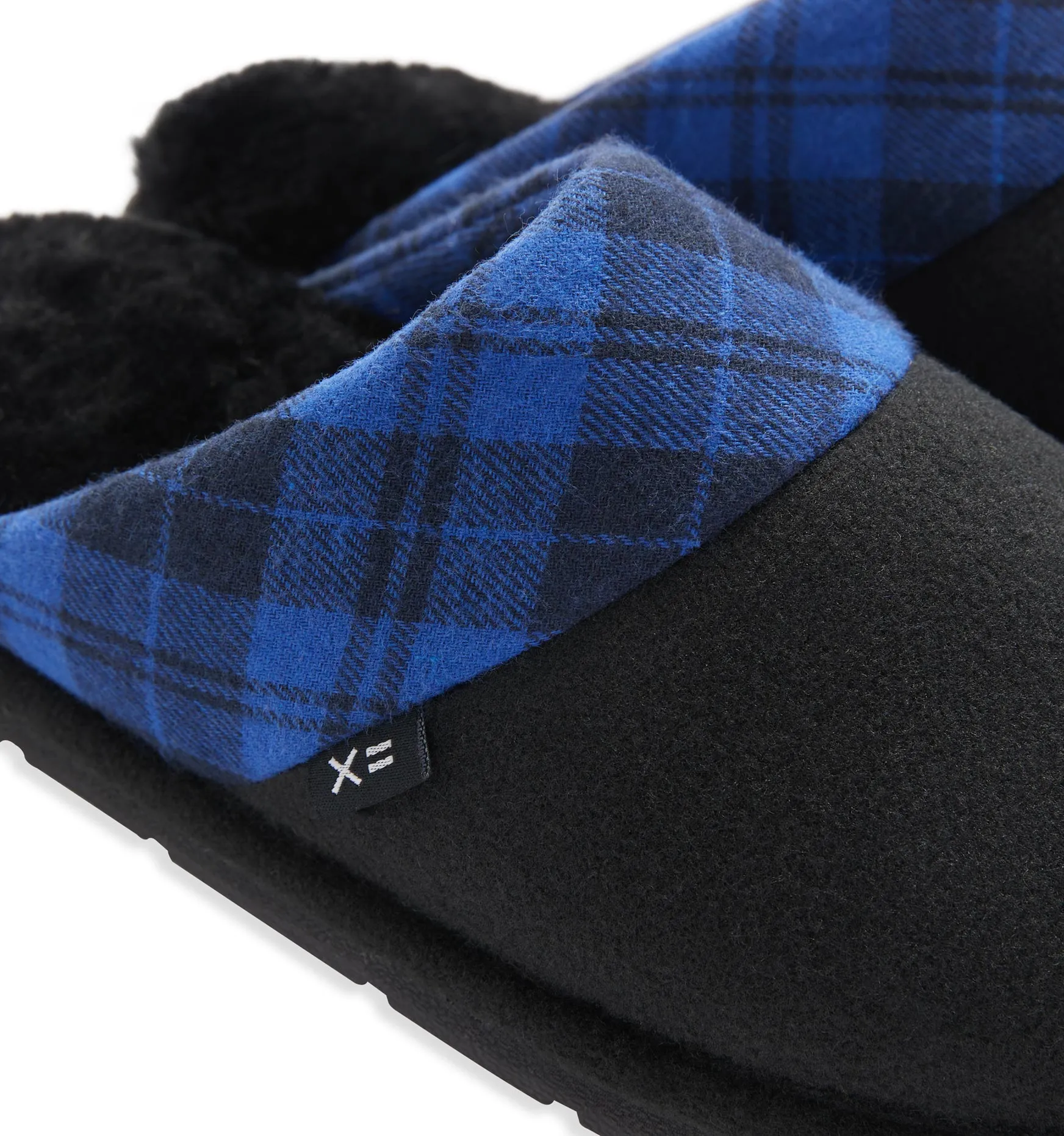 Cozy Flannel Slipper LC - Black and Royal